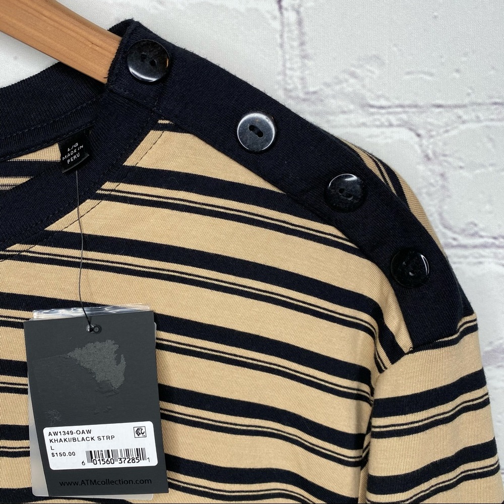 ATM Stripe Pima Cotton Long Sleeve Boy Tee - Picture 9 of 10